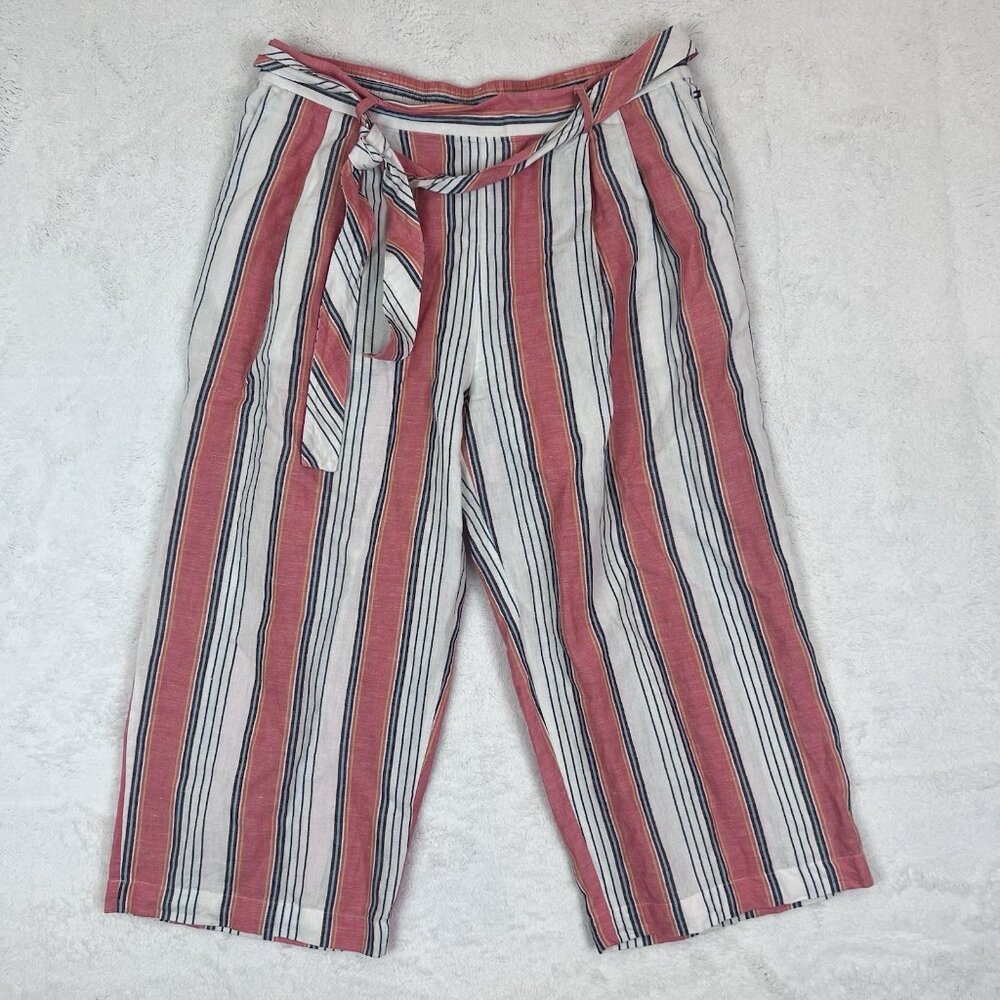 Tommy Hilfiger Linen Blend Pants Women’s Size XL‎ Belt Pockets Beach